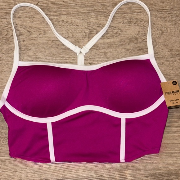 PINK Victoria's Secret Pink and White Sports Bra - Picture 3 of 10